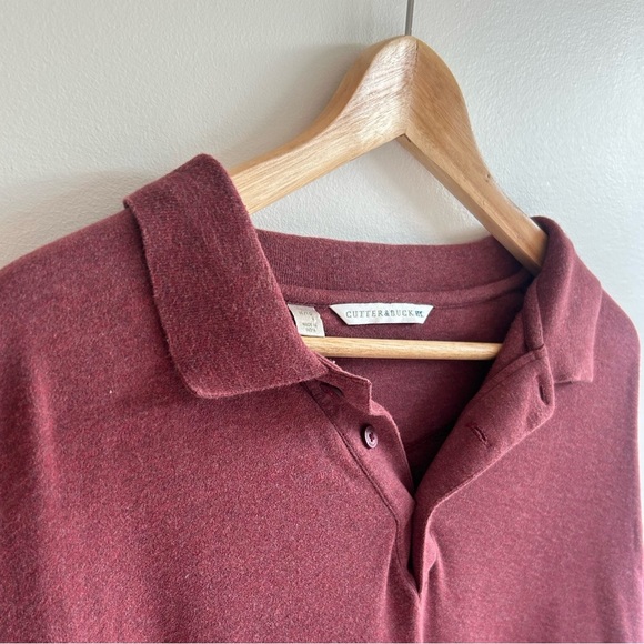 Cutter and Buck Size XL mens long sleeve advantage jersey polo,bordeaux heather - Picture 5 of 7